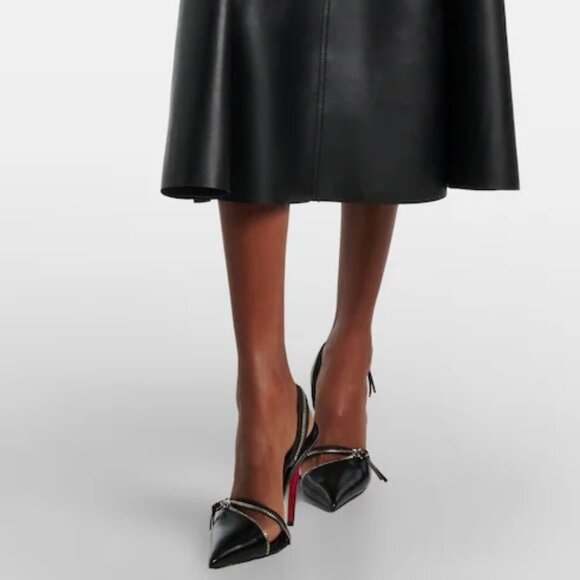 Christian Louboutin SLINGYZIP 100 Slingback Zip Heels Sandals Pumps Shoes - Picture 4 of 16